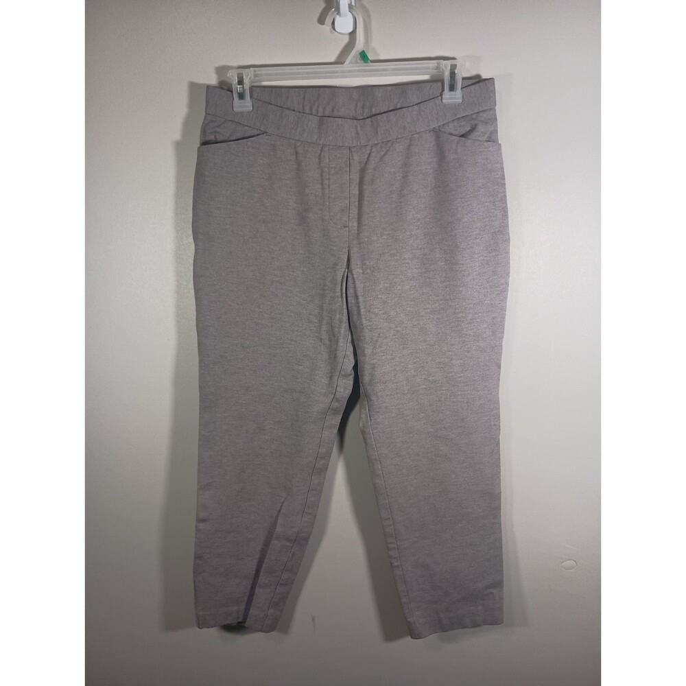 J.Jill Womens Gray Ponte Slim Leg Pants Elastic Waist Comfort Size Large Petite